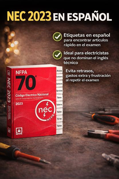 NEC 2023 Spanish Edition with Tabs – Código Eléctrico Nacional 2023 en Español con etiquetas | NFPA 70 Oficial