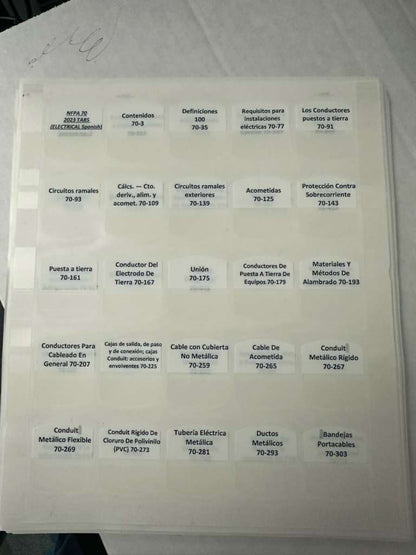 NEC 2023 Spanish Edition with Tabs – Código Eléctrico Nacional 2023 en Español con etiquetas | NFPA 70 Oficial