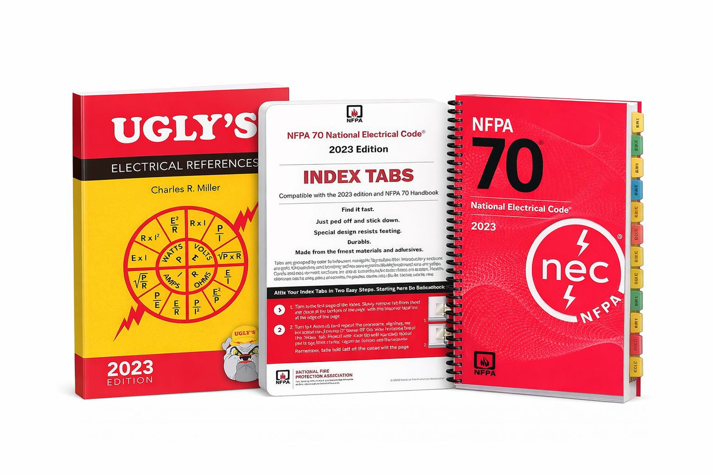 NFPA70 National Electrical Code 2023 Spiralbound Edition with Index Tabs & Ugly's Electrical References