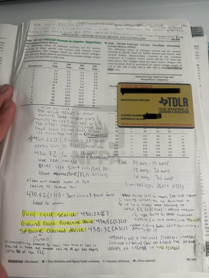 Texas Special 2023 NEC Codebook - Tabbed, Highlighted, and with Notes Written by a Texas Master Electrician